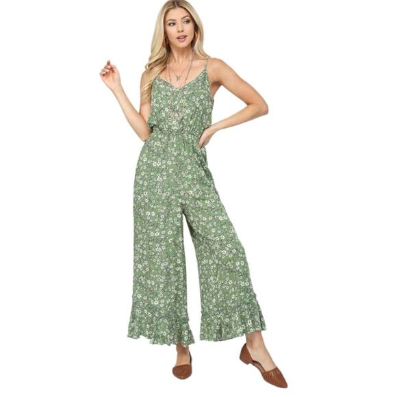 Gigio ditsy floral GREEN  jumpsuit - Picture 1 of 8